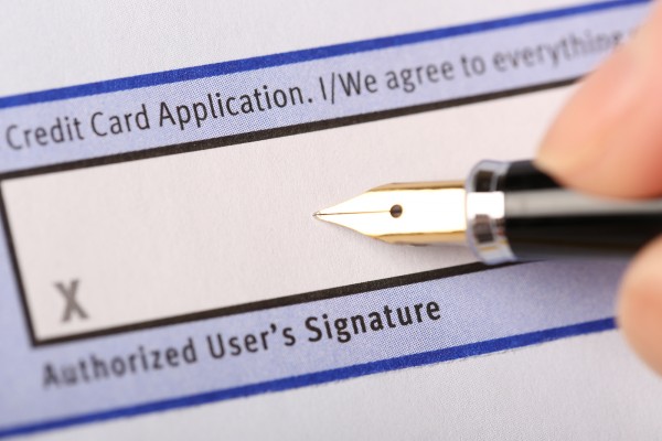 Authorized user's signature for credit card