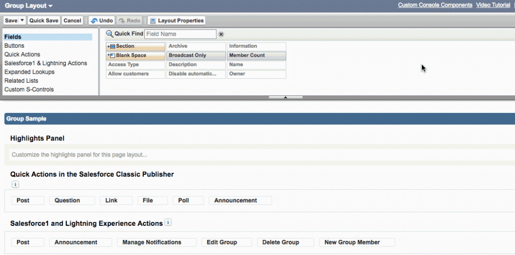 Salesforce: drag Question action into publisher options